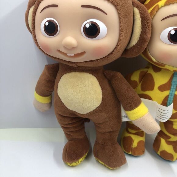 Lot of 2 Cocomelon JJ Giraffe & Monkey 8" Plush Doll Soft Toy w/ Plastic Face - Picture 4 of 12